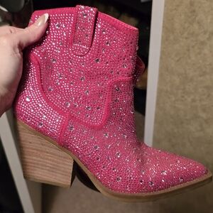 Very G Pink Sparkle Ankle Booties